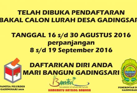 PEMILIHAN LURAH DESAGADINGSARI 2016